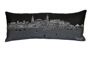 35" Black Charleston Nighttime Skyline Lumbar Decorative Pillow N270-482545