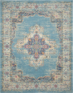 8' X 10' Light Blue Southwestern Power Loom Area Rug N270-385337