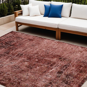 9' X 12' Merlot Abstract Washable Non Skid Indoor Outdoor Area Rug N270-563131