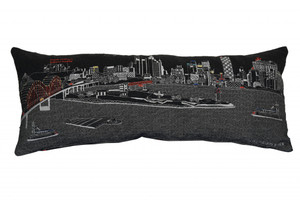 35" Black Memphis Nighttime Skyline Lumbar Decorative Pillow N270-482581