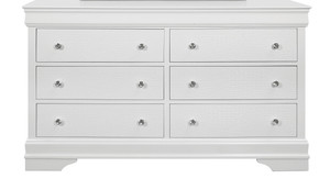 58" Metallic White Solid Wood Six Drawer Double Dresser N270-478657