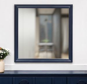 38" Blue Square Wood Framed Accent Mirror N270-482394