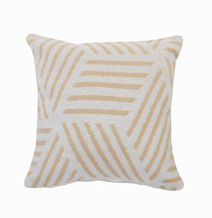 20" X 20" Tan And White 100% Cotton Geometric Zippered Pillow N270-516809