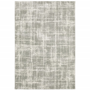 5' X 8' Grey And Ivory Abstract Shag Power Loom Stain Resistant Area Rug N270-509881