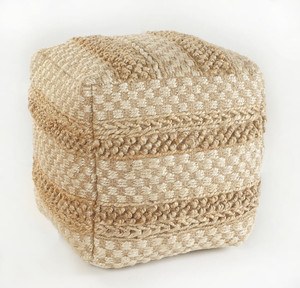 18" Tan Jute Ottoman N270-517953