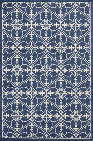 7' X 9' Denim Vintage Trellis Uv Treated Indoor Area Rug N270-352600