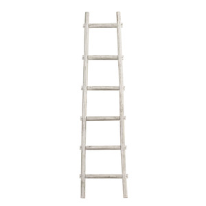 72" White Rustic Six Step Wood Ladder Shelf N270-379919