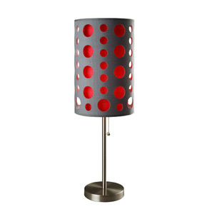 33" Gray and Red Mod Dot Novelty Table Lamp N270-468451
