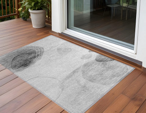3' X 5' Gray and Light Gray Abstract Washable Non Skid Indoor Outdoor Area Rug N270-562149