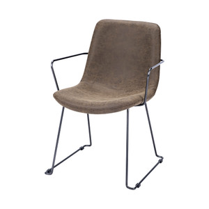 Brown And Black Upholstered Faux Leather Dining Arm Chair N270-380413