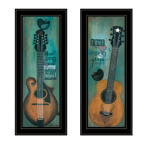 Set Of Two Tune my Heart and I will Sing 2 Black Framed Print Wall Art N270-406120