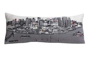35" White Detroit Daylight Skyline Lumbar Decorative Pillow N270-482556