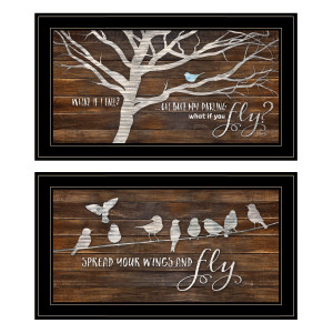 Set Of Two Spread Your Wings 2 Black Framed Print Wall Art N270-406105