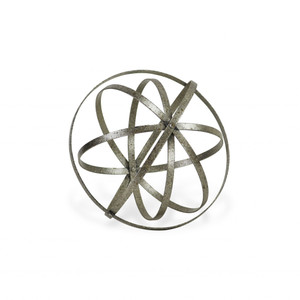10" Speckled Gray Metal Orb Decorative Sculpture N270-399655