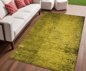 5' X 8' Gold Abstract Washable Non Skid Indoor Outdoor Area Rug N270-562681