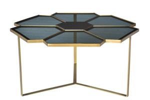 Geometric Floral Glass Coffee Table N270-400861