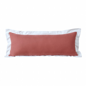 14" X 36" Deep Coral And White 100% Cotton Geometric Zippered Pillow N270-517305