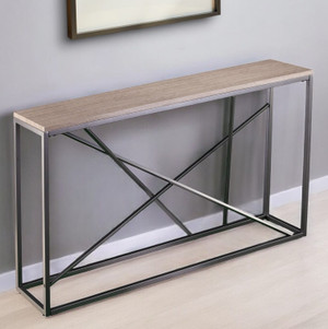 52" Taupe and Gray Faux Stone Frame Console Table N270-402410