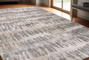 5' X 8' Beige and Brown Abstract Distressed Area Rug N270-558969