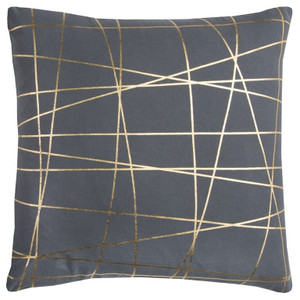 20" Gray and Gold Abstract Linework Cotton Throw Pillow N270-403246