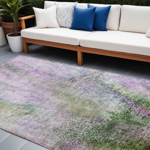 9' X 12' Purple Abstract Washable Non Skid Indoor Outdoor Area Rug N270-559611