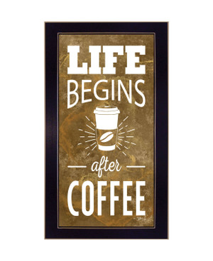 Life Begins after Coffee 1 Black Framed Print Wall Art N270-416230