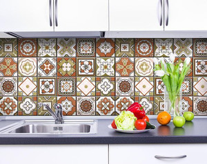 6" x 6" Retro Orange Mosaic Peel and Stick Removable Tiles N270-400437