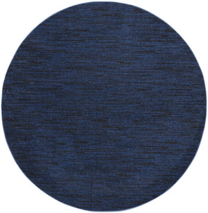8' Midnight Blue Round Stain Resistant Indoor Outdoor Area Rug N270-479522