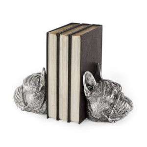 Antiqued Silver Pug Shaped Bookends N270-392137