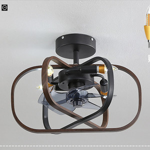 Color: Dark wood diameter47, power: 110V - Idyllic American Fan Lamp Nordic Minimalist Dining Room Q119-CJSN163877010JQ