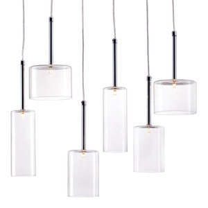 Silver Kitchen Island Six Light Metal LED Ceiling Light With Shades N270-391881