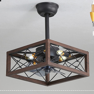 Color: Dark wood diameter37, power: 220V - Idyllic American Fan Lamp Nordic Minimalist Dining Room Q119-CJSN163877021UF