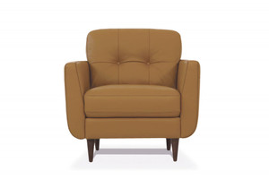 35" Camel Genuine Leather And Black Tufted Arm Chair N270-515765