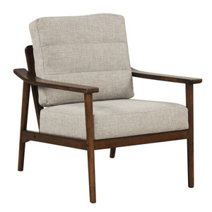 Modern Accent Chair with Rubber Wood Armrests and Legs for Living Room-Brown - Color: Brown D681-JV12393BN