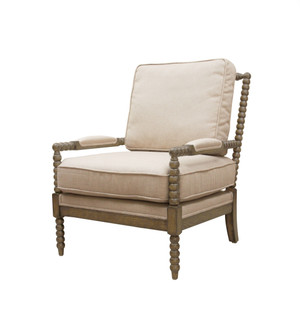 25" Ivory Cushion And Natural Beaded Arm Chair N270-488563