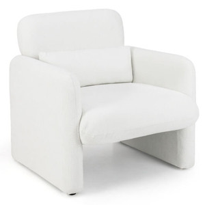 Modern Upholstered Chenille Accent Chair with Removable Lumbar Pillow-White B593-HV10666