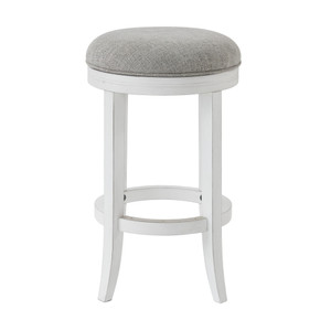 25" Gray And Antiqued White Solid Wood Swivel Backless Counter Height Bar Chair N270-524530