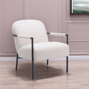 26" Ivory And Black Sherpa Arm Chair N270-556498