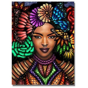 Color: 12style, Size: 40x50cm - African Woman Portrait Digital Painting DIY Q119-CJZS114492207GT