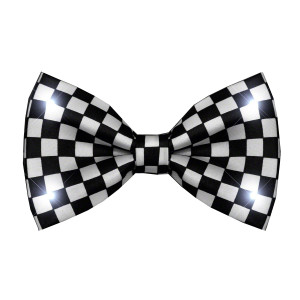 Black and White Checkered Bow Tie with White LED Lights A706-A670
