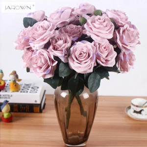Color: Gold - Artificial silk 1 Bunch French Rose Floral Bouquet Fake Flower Arrange Table Daisy We F640-65817277656