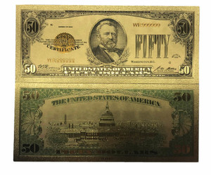 50 American Dollar Bill 24k Gold Art Collectibles Plated Fake Banknote Currency for Decoration A706-PDD12k-50D