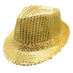Color: Gold - 12 Colors Men's Women's Jazz Hat Sequins Retro Disco Funky Glitter Costume Unisex Nov F640-12000028372144646