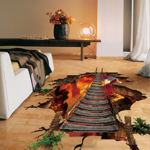 format: Red 60x90cm - New 3D wall sticker creative universe planet suspension bridge Q119-CJJJJRHD00122-Red 60x90cm