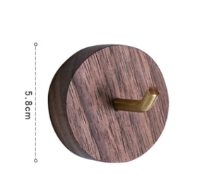style: Black walnut round - Punch-Free Solid Wood Bathroom Square Glue Hook Walnut Bathroom Wall Co Q119-CJHD114443104DW