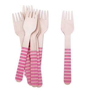 style: Pink wooden fork16 - Classic Universal Style Blue Powder Bronzing Striped Paper Tray BABY SH Q119-CJHD114799607GT