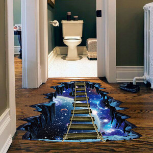 format: 60x90cm - New 3D wall sticker creative universe planet suspension bridge Q119-CJJJJRHD00122-60x90cm