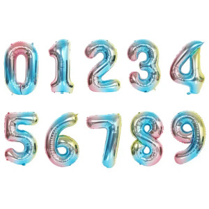 Color: Marble, Ballon Size: 32inch, Shape: X - 16/32 inch Number Foil Rose Gold Green Silver Discol F640-12000026311876201