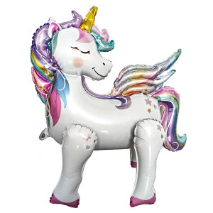 Color: Gold - Unicorn Party Decoration Happy Birthday Banner Girl Unicorn Paper Mask Macaron Balloo F640-12000039082163551