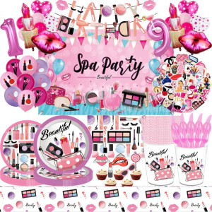 Color: Light green - Make Up Birthday Party Decor Girls Women Favor Spa Makeup Disposable Tableware F640-12000037366470483